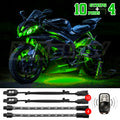 XK Glow Strips Single Color XKGLOW LED Accent Light Motorcycle Kit Green - 10xPod + 4x8In