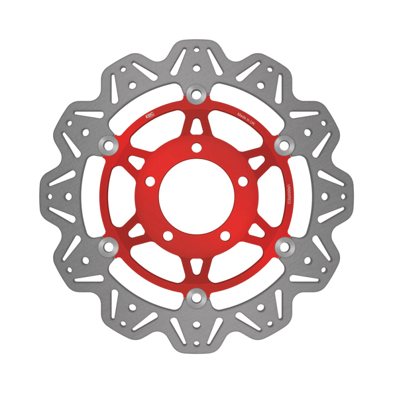 EBC 01-04 Triumph Hinckley Daytona 955i (5 Bolt Sngl Side Arm) Frt Left/Right Vee Floating Red Rotor