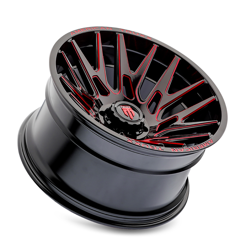 American Truxx AT1919 Evolution 22x12 / 8x180 BP / -44mm OS / 124.2mm Hub Gls Blk Prizm Red Wheel