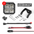 XK Glow XKchrome 20w LED Cube Light w/ RGB Accent Light Kit w/ Controller- Flood Beam 2pc
