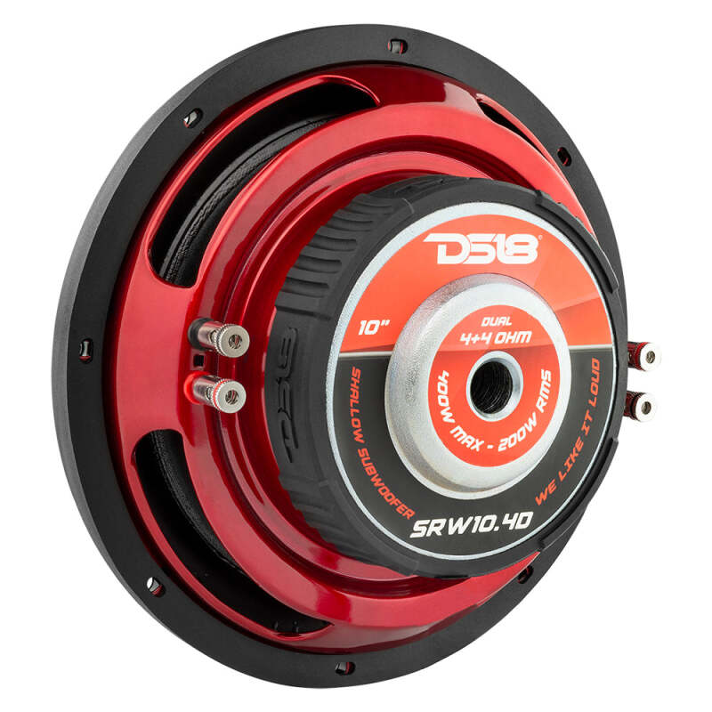 DS18 10in 200 Watts RMS 4 ohm DVC Shallow Mount Subwoofer