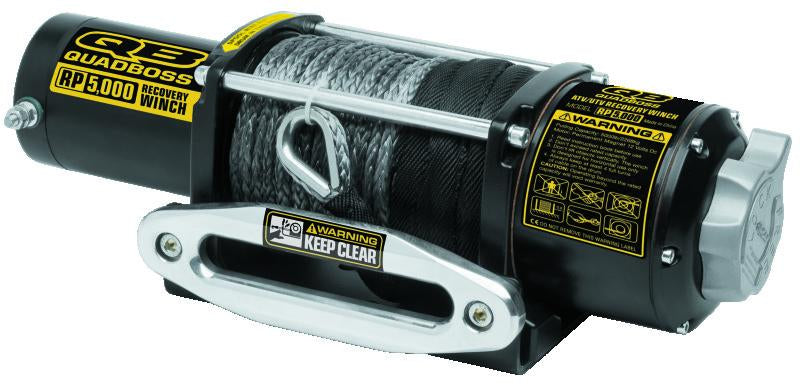 QuadBoss Winch Kit - 50ft Synthetic Rope - 3.8hp - Hawse Fairlead - Wireless Remote - 5000lb