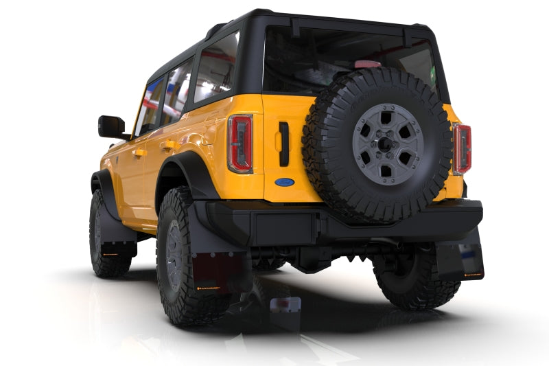 Rally Armor 21-25 Ford Bronco (Plstc Bmpr + RB - NO Rptr/Sprt) Blk Mud Flap w/Red Logo