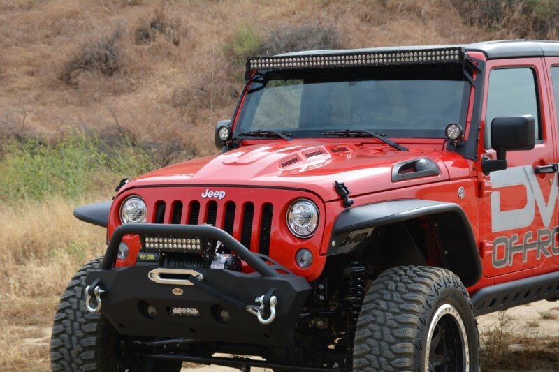 DV8 Offroad 07-18 Jeep Wrangler JK Metal Heat Dispersion Hood - Primer Black