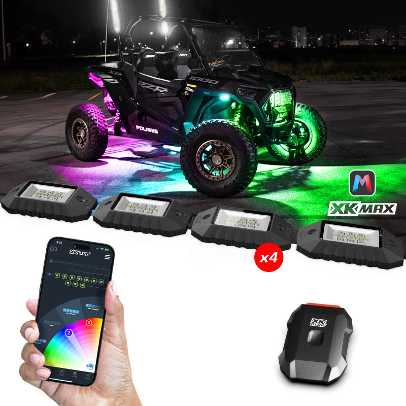 XK Glow RGBW 4pc Addressable LED Rock Light Kit