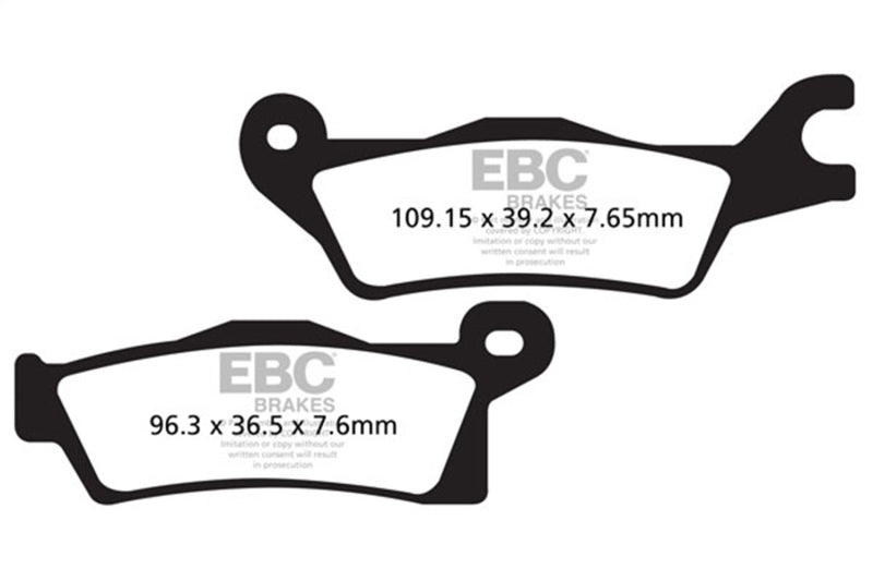 EBC 18-23 Can Am Outlander 450 All Models Single Rear Rotor Front Left SV Brake Pads