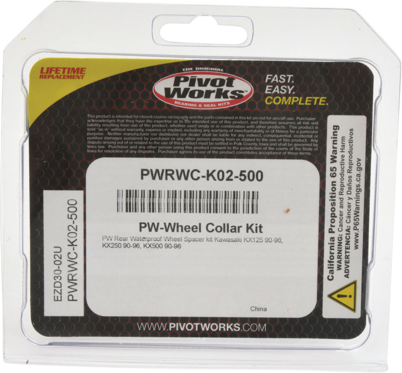 Pivot Works 90-96 Kawasaki KX125 Rear Waterproof Wheel Spacer Kit
