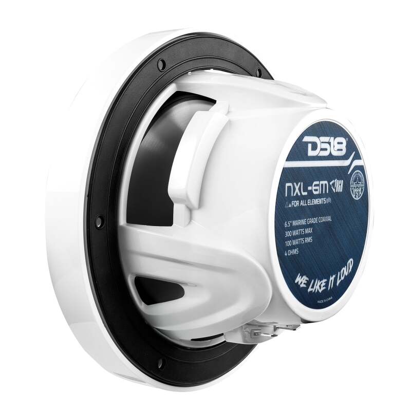 DS18 NXL-M Series Speaker w/ RGB LED Lights 6.5in 2-Way 100 Watts RMS 4 ohm White w/ Cover