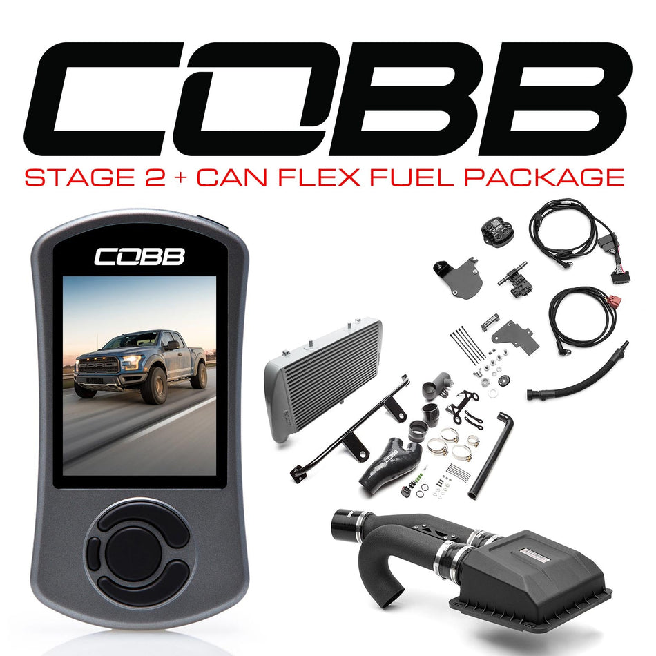 Cobb 17-20 Ford F-150 Ecoboost Raptor Stage 2+ CAN Flex Fuel Power Package - Silver