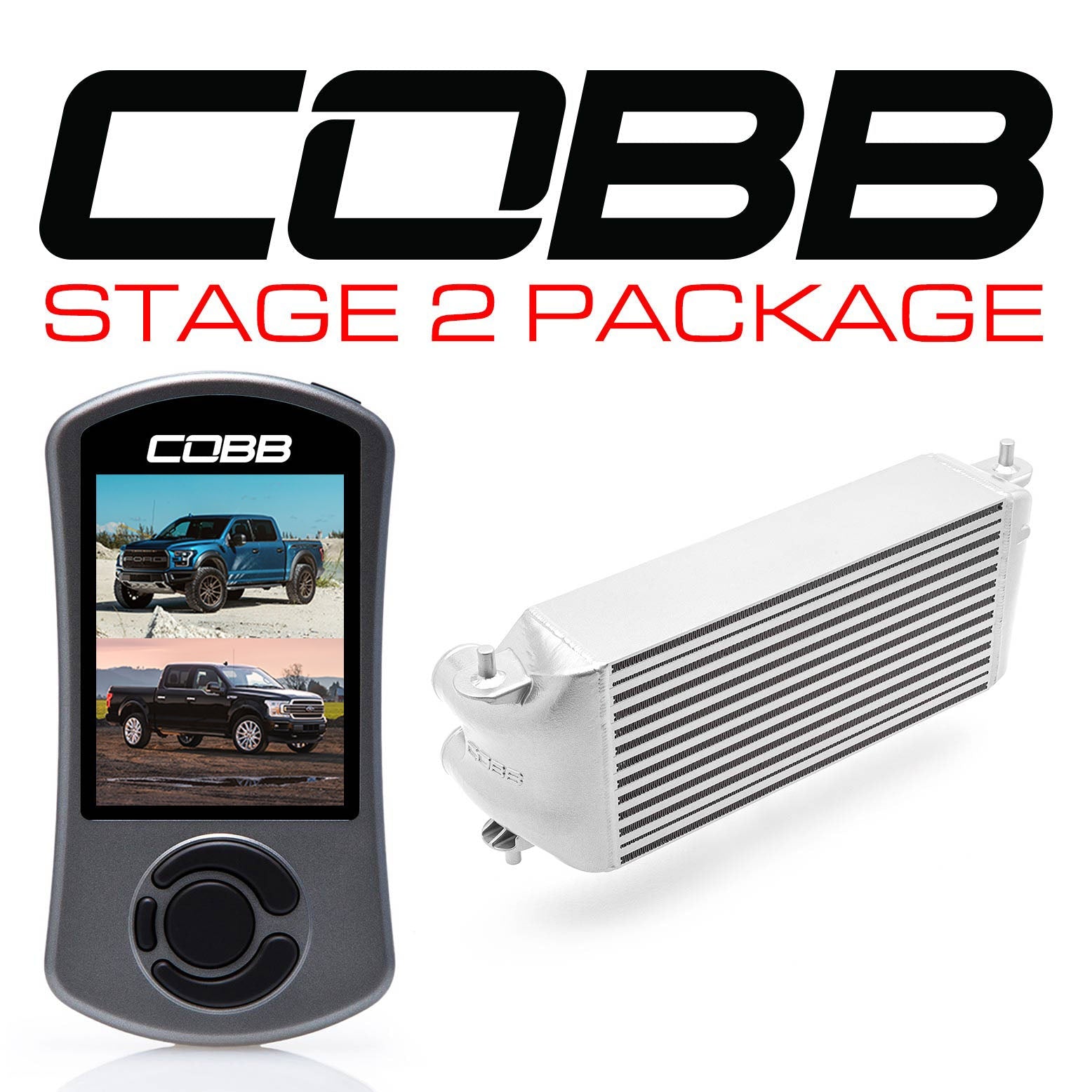 Cobb Ford F-150 Ecoboost Raptor/Ltd. w/TCM Stage 2 Power Pkg - Silver (Factory Loc. I/C + NO INTAKE)