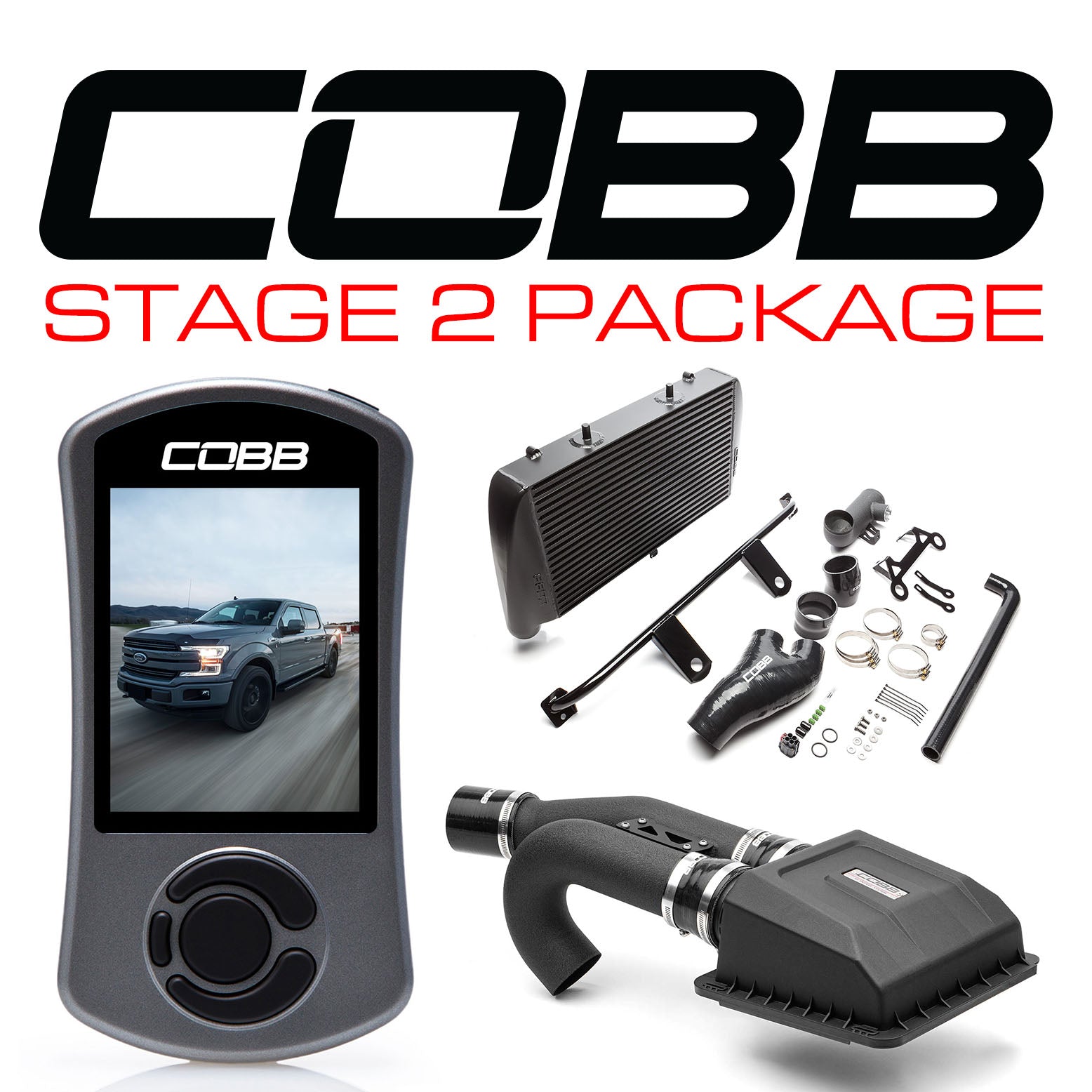 Cobb 17-19 Ford F-150 Ecoboost 3.5L w/TCM Stage 2 Power Package - Black