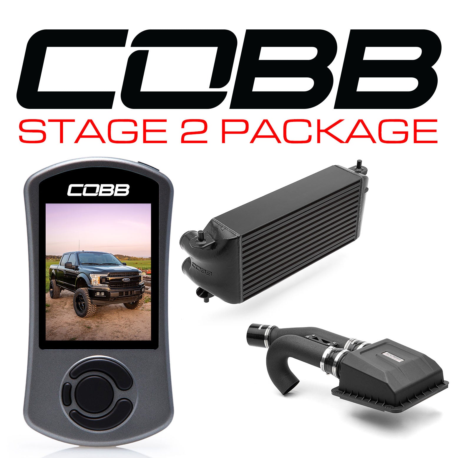 Cobb 2020 Ford F-150 Ecoboost 3.5L Stage 2 Power Package - Black (Factory Location I/C)