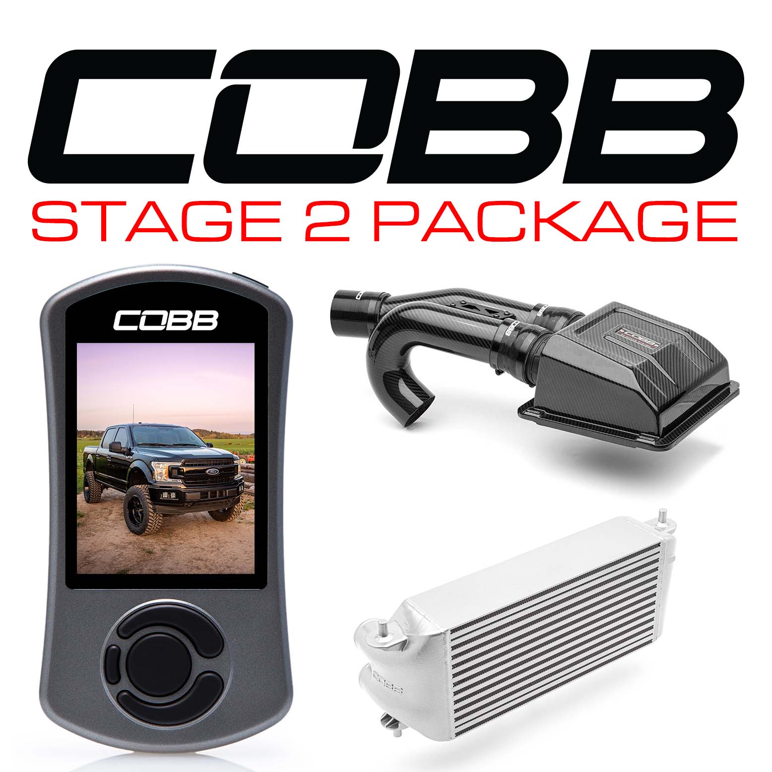 Cobb 2020 Ford F-150 Ecoboost 3.5L Stage 2 Redline CF Power Package - Silver (Factory Loc. I/C)