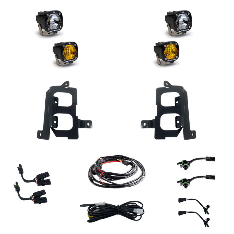 Baja Designs 19-22 GMC 1500 S1 Fog Pocket Mount Kit Clear Spot / Clear Wide Cornering