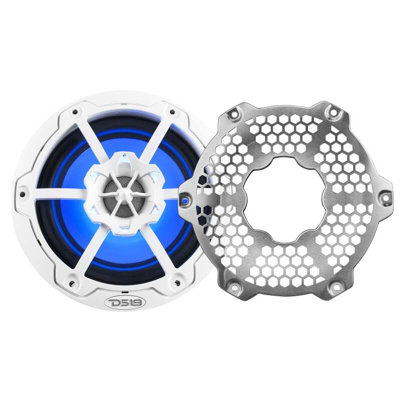 DS18 NXL-M Series Speaker w/ RGB LED Lights 6.5in 2-Way 100 Watts RMS 4 ohm White w/ Cover