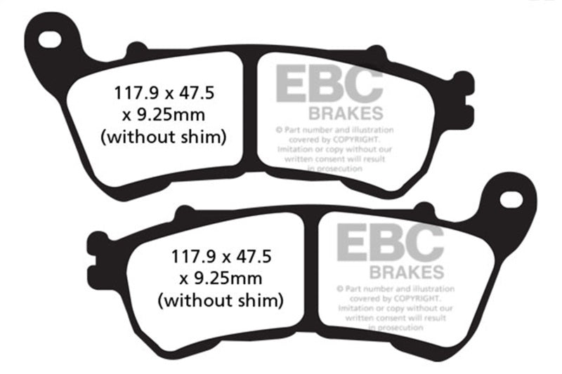 EBC 14-15 H-D Sportster XL 883 R Roadster (w/Laced Wheel) Frt Lft/Rght FA-SFA-X Brake Pads