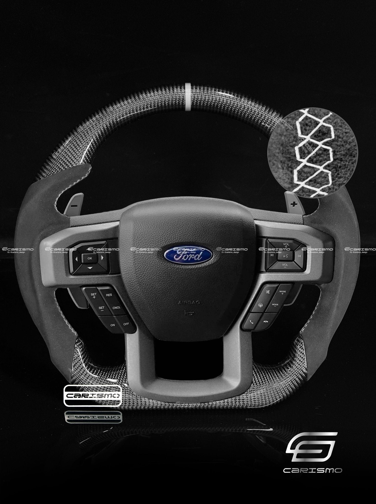 Carismo Steering Wheel For Ford F-150 Raptor (Gen 2) - Sport - Gloss Carbon - Alcantara