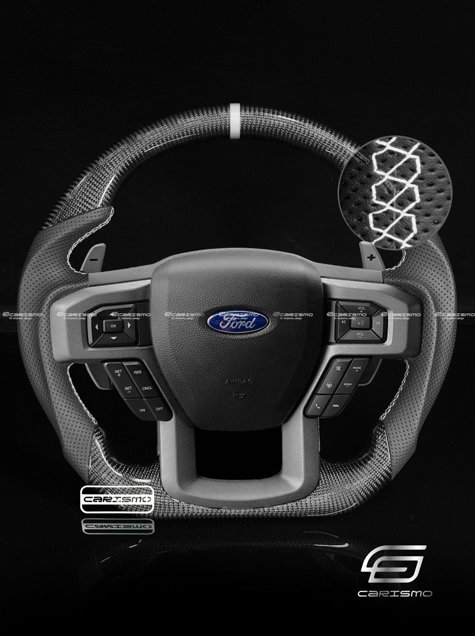 Carismo Steering Wheel For Ford F-150 Raptor (Gen 2) - Sport - Gloss Carbon - Perforated Leather