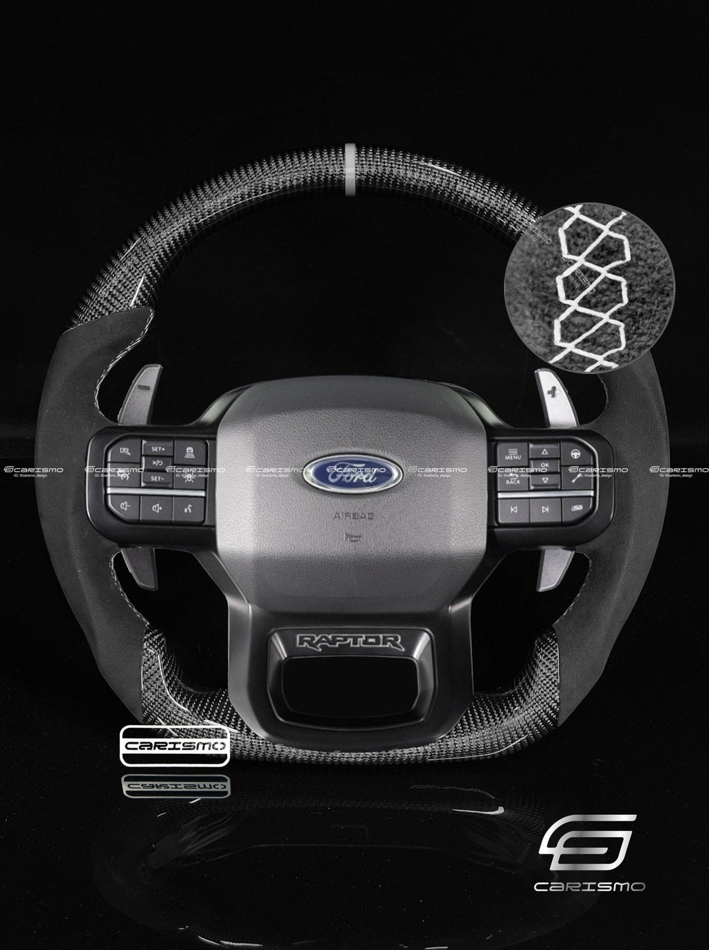 Carismo Steering Wheel For Ford F-150 Raptor (Gen 3) - Sport - Gloss Carbon - Alcantara