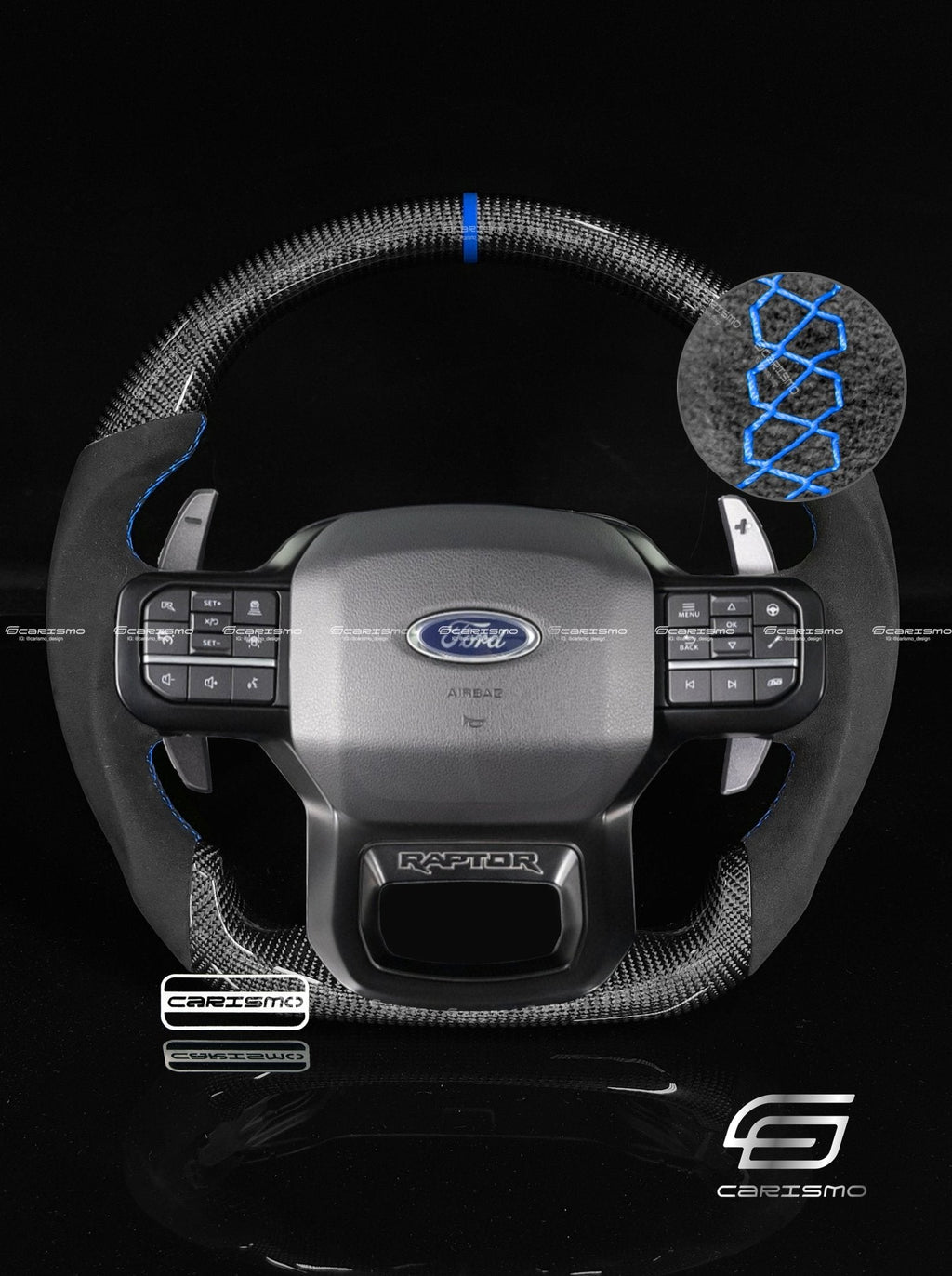 Carismo Steering Wheel For Ford F-150 Raptor (Gen 3) - Sport - Gloss Carbon - Alcantara