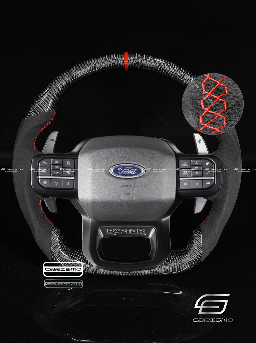 Carismo Steering Wheel For Ford F-150 Raptor (Gen 3) - Sport - Gloss Carbon - Alcantara
