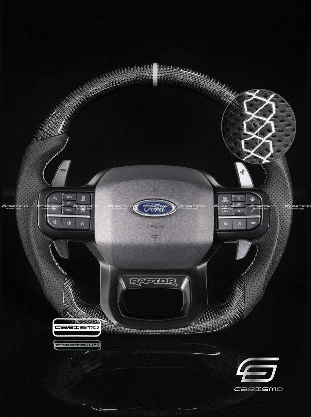 Carismo Steering Wheel For Ford F-150 Raptor (Gen 3) - Sport - Gloss Carbon - Perforated Leather