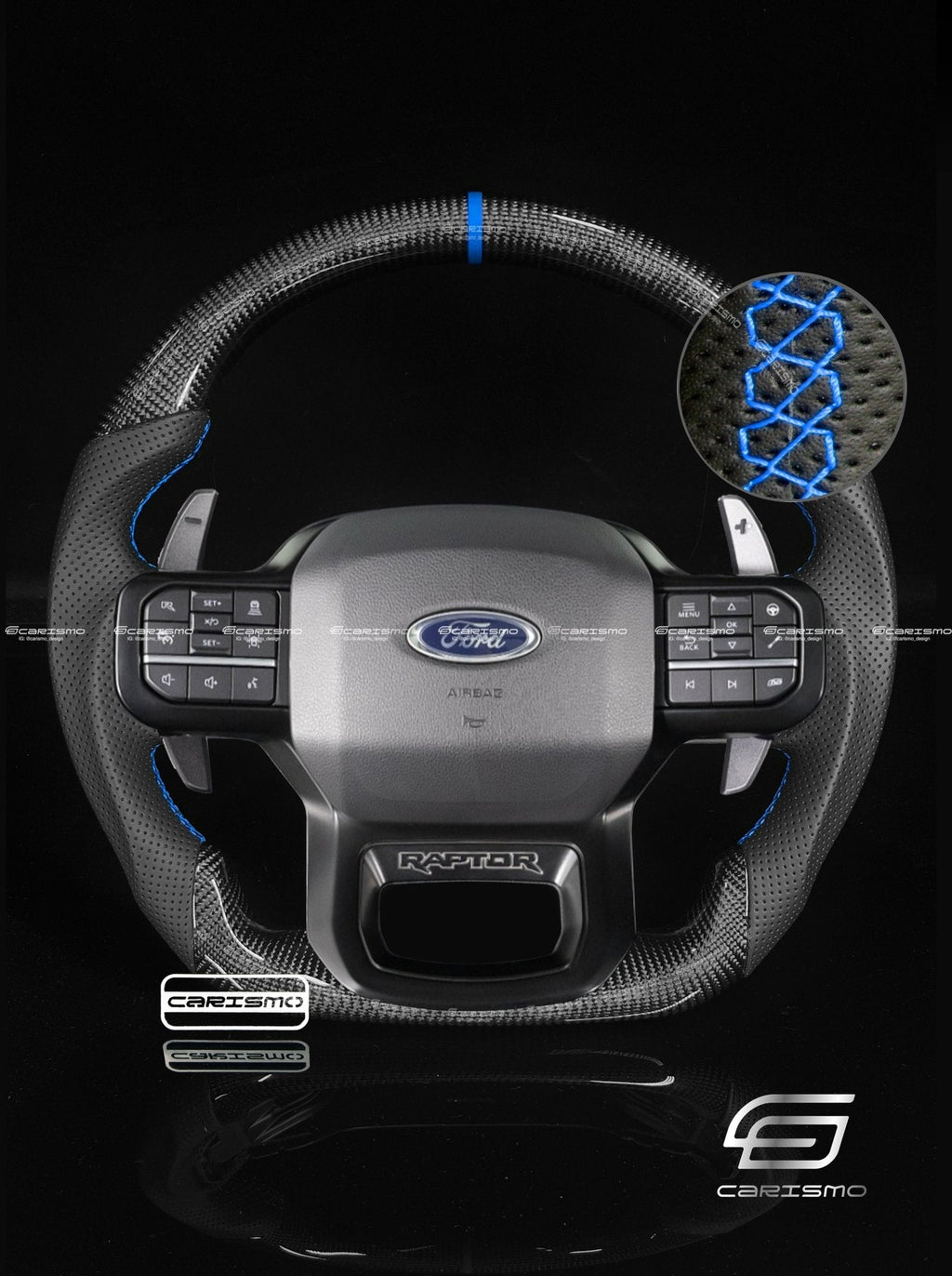 Carismo Steering Wheel For Ford F-150 Raptor (Gen 3) - Sport - Gloss Carbon - Perforated Leather