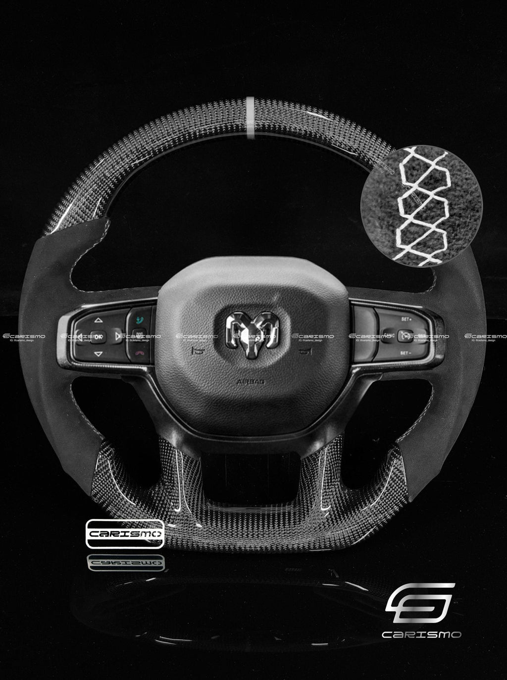 Carismo Steering Wheel For Ram 1500 TRX (DT) - Sport - Gloss Carbon - Alcantara