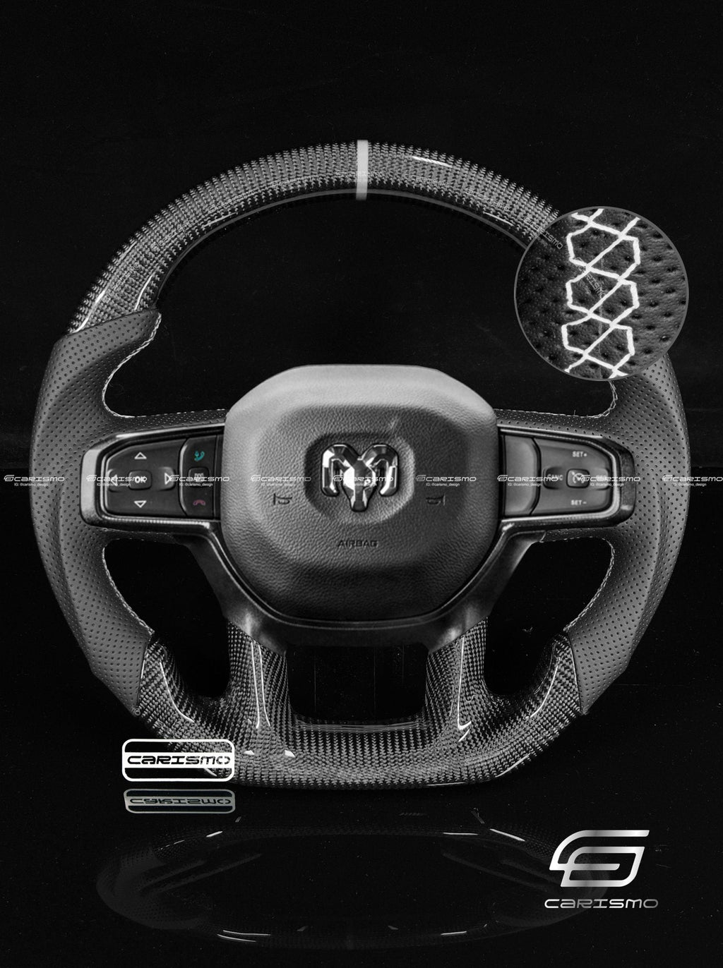 Carismo Steering Wheel For Ram 1500 TRX (DT) - Sport - Gloss Carbon - Perforated Leather
