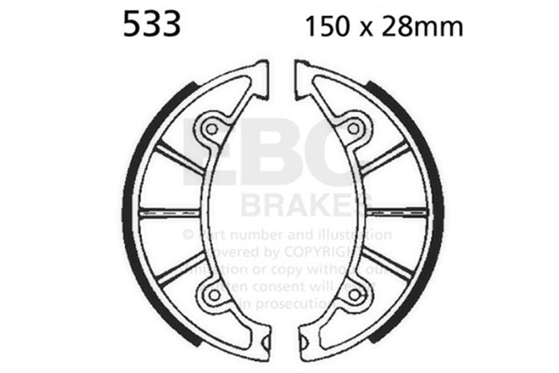 EBC 09-15 Yamaha YW125 Zuma Rear Drum Model Rear Brake Shoe