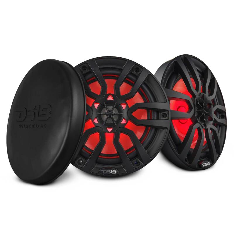 DS18 NXL Series Coaxial Marine Speakers w/ RGB Lights 8in 2-Way 125 Watts RMS 4 ohm Black
