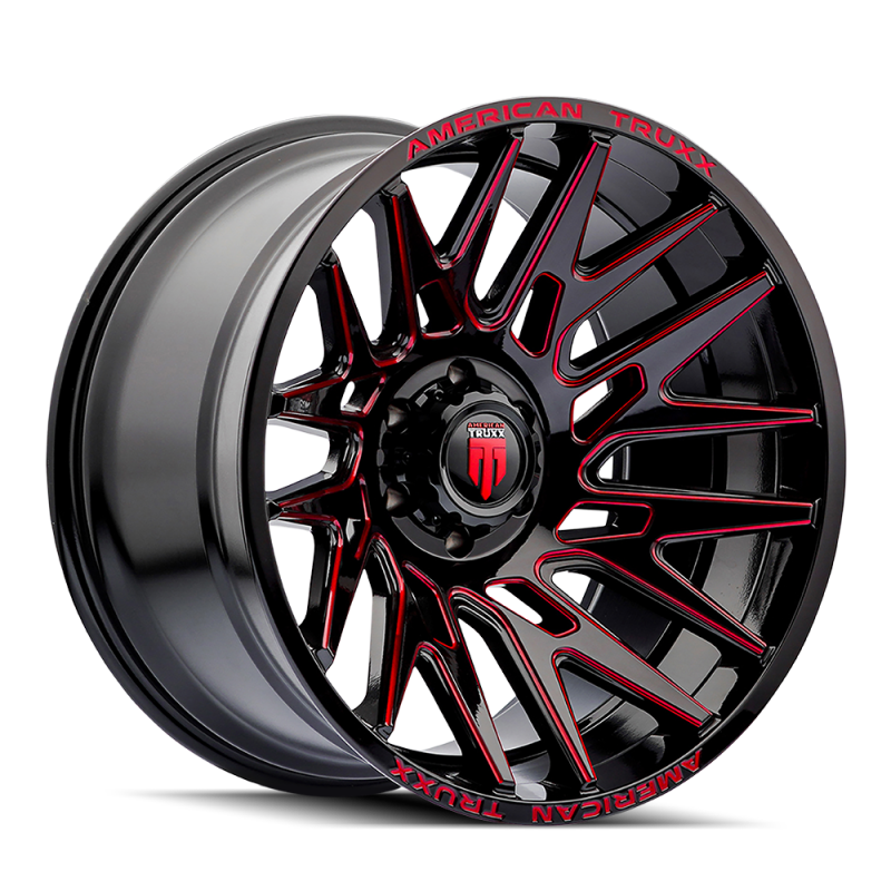 American Truxx AT1919 Evolution 22x12 / 8x165.1 BP / -44mm OS / 125.2mm Hub Gls Blk Prizm Red Wheel