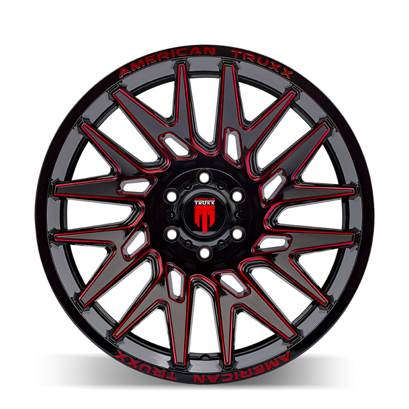 American Truxx AT1919 Evolution 22x12 / 6x135 BP / -44mm Offset / 87.1mm Hub Gls Blk Prizm Red Wheel