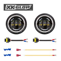 XK Glow Chrome 2pc. Motorcycle Driving Lights w/ Amber Halo